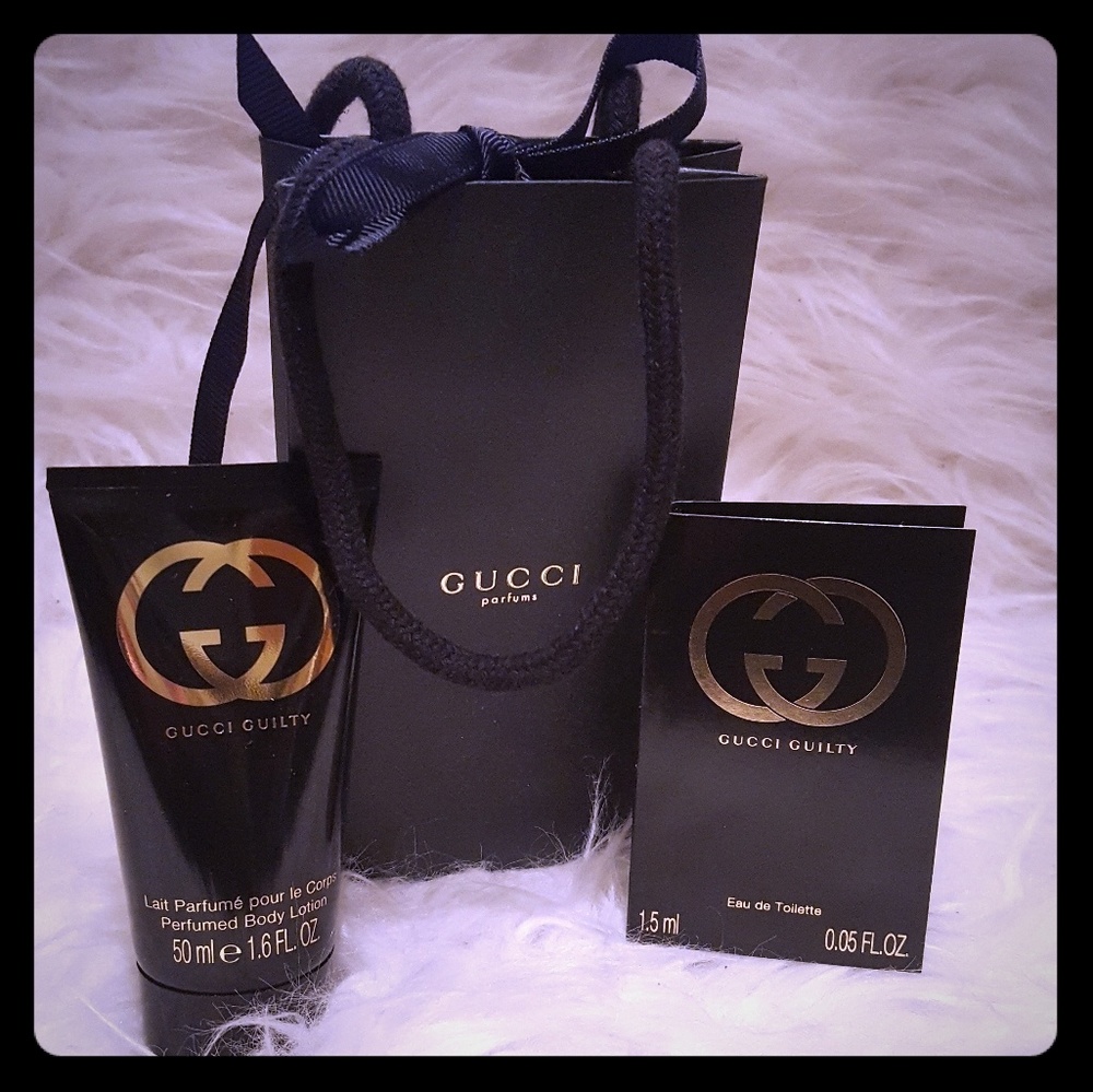 Gucci guilty set :body lotion,perfume sample and t